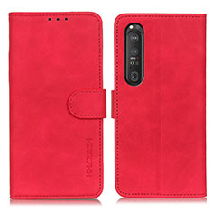 Coque Portefeuille Livre Cuir Etui Clapet K09Z pour Sony Xperia 1 III Rouge