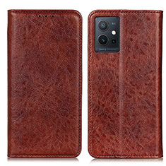 Coque Portefeuille Livre Cuir Etui Clapet K09Z pour Vivo T1 5G India Marron