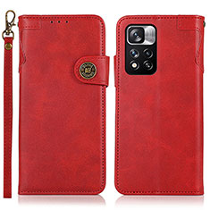 Coque Portefeuille Livre Cuir Etui Clapet K09Z pour Xiaomi Poco X4 NFC Rouge