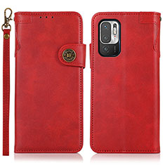 Coque Portefeuille Livre Cuir Etui Clapet K09Z pour Xiaomi Redmi Note 10T 5G Rouge