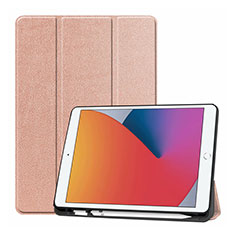 Coque Portefeuille Livre Cuir Etui Clapet L01 pour Apple iPad 10.2 (2021) Or Rose