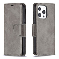 Coque Portefeuille Livre Cuir Etui Clapet L01 pour Apple iPhone 13 Pro Gris Fonce