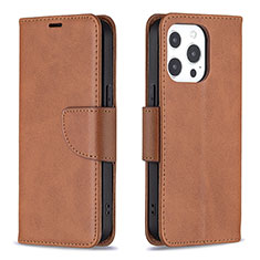 Coque Portefeuille Livre Cuir Etui Clapet L01 pour Apple iPhone 14 Pro Marron