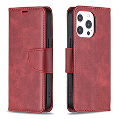 Coque Portefeuille Livre Cuir Etui Clapet L01 pour Apple iPhone 14 Pro Rouge