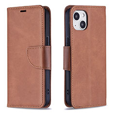 Coque Portefeuille Livre Cuir Etui Clapet L01 pour Apple iPhone 15 Marron