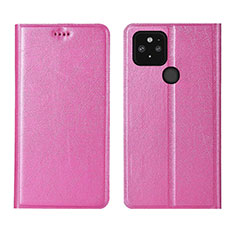 Coque Portefeuille Livre Cuir Etui Clapet L01 pour Google Pixel 5 Rose