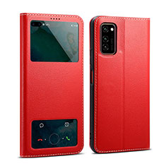 Coque Portefeuille Livre Cuir Etui Clapet L01 pour Huawei Honor V30 5G Rouge