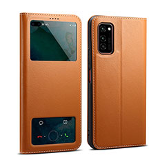 Coque Portefeuille Livre Cuir Etui Clapet L01 pour Huawei Honor V30 Pro 5G Orange