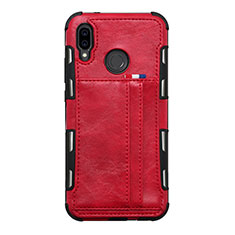 Coque Portefeuille Livre Cuir Etui Clapet L01 pour Huawei P20 Lite Rouge