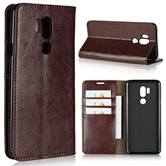 Coque Portefeuille Livre Cuir Etui Clapet L01 pour LG G7 Marron