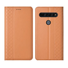 Coque Portefeuille Livre Cuir Etui Clapet L01 pour LG K51S Orange