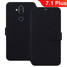 Coque Portefeuille Livre Cuir Etui Clapet L01 pour Nokia 7.1 Plus Noir