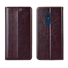 Coque Portefeuille Livre Cuir Etui Clapet L01 pour Nokia C3 Marron