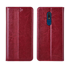 Coque Portefeuille Livre Cuir Etui Clapet L01 pour Nokia C3 Rouge