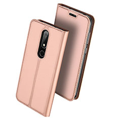 Coque Portefeuille Livre Cuir Etui Clapet L01 pour Nokia X6 Or Rose