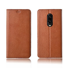 Coque Portefeuille Livre Cuir Etui Clapet L01 pour OnePlus 6T Orange