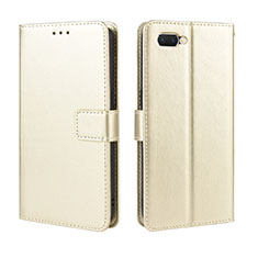 Coque Portefeuille Livre Cuir Etui Clapet L01 pour Oppo A5 Or