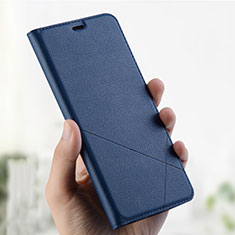 Coque Portefeuille Livre Cuir Etui Clapet L01 pour Oppo A7 Bleu