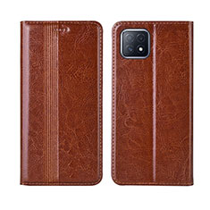 Coque Portefeuille Livre Cuir Etui Clapet L01 pour Oppo A73 5G Brun Clair