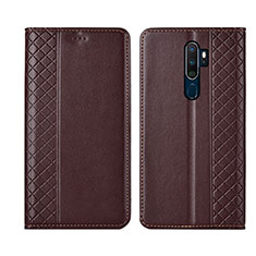 Coque Portefeuille Livre Cuir Etui Clapet L01 pour Oppo A9 (2020) Marron