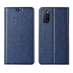 Coque Portefeuille Livre Cuir Etui Clapet L01 pour Oppo A92 Bleu