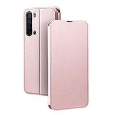 Coque Portefeuille Livre Cuir Etui Clapet L01 pour Oppo F15 Or Rose