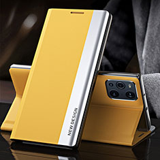 Coque Portefeuille Livre Cuir Etui Clapet L01 pour Oppo Find X3 Pro 5G Jaune