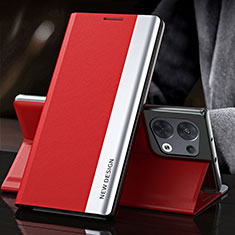 Coque Portefeuille Livre Cuir Etui Clapet L01 pour Oppo Reno8 5G Rouge