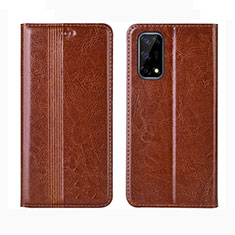 Coque Portefeuille Livre Cuir Etui Clapet L01 pour Realme Narzo 30 Pro 5G Brun Clair