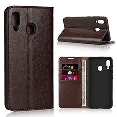 Coque Portefeuille Livre Cuir Etui Clapet L01 pour Samsung Galaxy A20 Marron