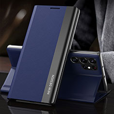 Coque Portefeuille Livre Cuir Etui Clapet L01 pour Samsung Galaxy S21 Ultra 5G Bleu