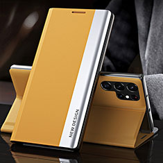 Coque Portefeuille Livre Cuir Etui Clapet L01 pour Samsung Galaxy S21 Ultra 5G Jaune