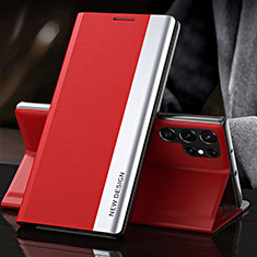 Coque Portefeuille Livre Cuir Etui Clapet L01 pour Samsung Galaxy S21 Ultra 5G Rouge