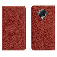 Coque Portefeuille Livre Cuir Etui Clapet L01 pour Xiaomi Redmi K30 Pro 5G Marron