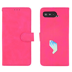 Coque Portefeuille Livre Cuir Etui Clapet L01Z pour Asus ROG Phone 5s Rose Rouge