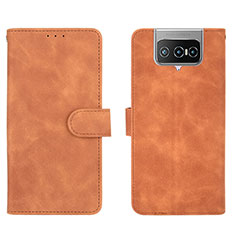 Coque Portefeuille Livre Cuir Etui Clapet L01Z pour Asus Zenfone 7 Pro ZS671KS Marron