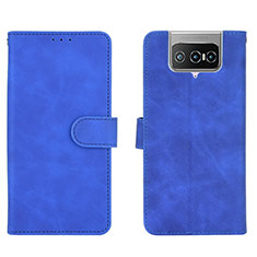 Coque Portefeuille Livre Cuir Etui Clapet L01Z pour Asus ZenFone 8 Flip ZS672KS Bleu