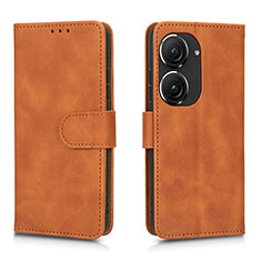 Coque Portefeuille Livre Cuir Etui Clapet L01Z pour Asus Zenfone 9 Marron