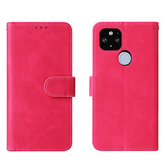 Coque Portefeuille Livre Cuir Etui Clapet L01Z pour Google Pixel 5a 5G Rose Rouge