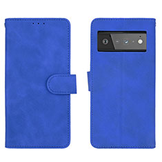 Coque Portefeuille Livre Cuir Etui Clapet L01Z pour Google Pixel 6 Pro 5G Bleu