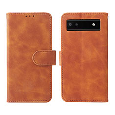 Coque Portefeuille Livre Cuir Etui Clapet L01Z pour Google Pixel 6a 5G Marron