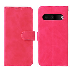 Coque Portefeuille Livre Cuir Etui Clapet L01Z pour Google Pixel 7 5G Rose Rouge