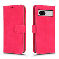 Coque Portefeuille Livre Cuir Etui Clapet L01Z pour Google Pixel 7a 5G Rose Rouge