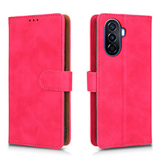 Coque Portefeuille Livre Cuir Etui Clapet L01Z pour Huawei Nova Y70 Rose Rouge