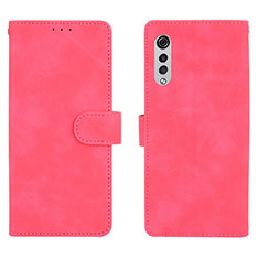 Coque Portefeuille Livre Cuir Etui Clapet L01Z pour LG Velvet 5G Rose Rouge