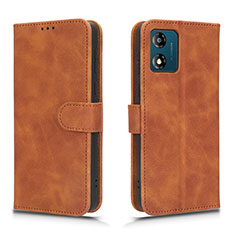 Coque Portefeuille Livre Cuir Etui Clapet L01Z pour Motorola Moto E13 Marron