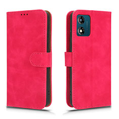 Coque Portefeuille Livre Cuir Etui Clapet L01Z pour Motorola Moto E13 Rose Rouge