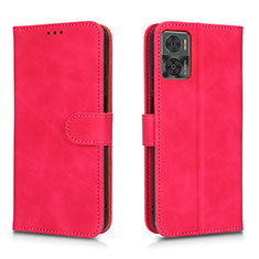 Coque Portefeuille Livre Cuir Etui Clapet L01Z pour Motorola Moto E22i Rose Rouge