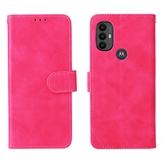 Coque Portefeuille Livre Cuir Etui Clapet L01Z pour Motorola Moto G Play Gen 2 Rose Rouge