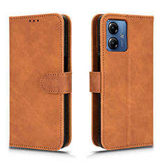 Coque Portefeuille Livre Cuir Etui Clapet L01Z pour Motorola Moto G14 Marron